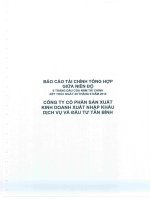 Báo cáo tài chính công ty mẹ quý 2 năm 2014 (đã soát xét) - Công ty cổ phần Sản xuất Kinh doanh Xuất nhập khẩu Dịch vụ và Đầu tư Tân Bình