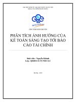 TIỂU LUẬN Phân tích ảnh hưởng của kế toán sáng tạo tới báo cáo tài chính