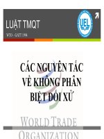 Bài giảng luật thương mại quốc tế bài 6 NT các nguyên tắc về không phân biệt đối xử nguyên tắc đối xử quốc gia