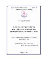 ĐÁNH GIÁ HIỆU QUẢ điều TRỊ ĐAU THẮT LƯNG BẰNG GIÁC hơi tại BỆNH VIỆN THANH NHÀN năm 2015 