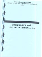 Báo cáo tài chính hợp nhất quý 3 năm 2010 - Công ty Cổ phần Đầu tư và Xây dựng Cấp thoát nước