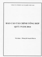 Báo cáo tài chính công ty mẹ quý 3 năm 2014 - Công ty Cổ phần Vận tải biển Việt Nam