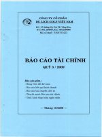 Báo cáo tài chính quý 3 năm 2009 - Công ty Cổ phần Du lịch Thành Thành Công