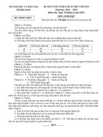 Đề thi TS lớp 10 môn Sinh học chuyên