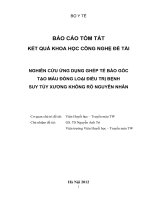 NGHIÊN CỨU ỨNG DỤNG GHÉP TẾ BÀO GỐC TẠO MÁU ĐỒNG LOẠI ĐIỀU TRỊ BỆNH SUY TỦY XƯƠNG KHÔNG RÕ NGUYÊN NHÂN