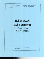 Báo cáo tài chính công ty mẹ quý  năm PhanTichBaoCao - Công ty Cổ phần Vận tải Xăng dầu Đường thủy Petrolimex