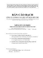Bản cáo bạch - Công ty Cổ phần Vật liệu xây dựng Bến Tre