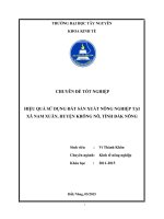 Hiệu quả sử dụng đất sản xuất nông nghiệp tại xã nam xuân, huyện krông nô, tỉnh đắk nông