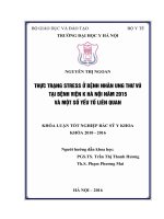 THựC TRạNG STRESS ở BệNH NHÂN UNG THƯ vú tại BệNH VIệN k hà nội năm 2015 và một số yếu tố LIÊN QUAN 
