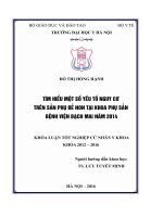 TÌM HIỂU một số yếu tố NGUY cơ TRÊN sản PHỤ đẻ NON tại KHOA PHỤ sản BỆNH VIỆN BẠCH MAI năm 2014 