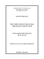 PHÁT TRIỂN KINH TẾ TRANG TRẠI TRÊN ĐỊA BÀN TỈNH HÀ TĨNH