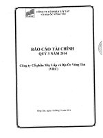 Báo cáo tài chính công ty mẹ quý 3 năm 2014 - Công ty Cổ phần Xây lắp và Địa ốc Vũng Tàu