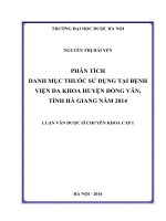 Phân tích danh mục thuốc sử dụng tại bệnh viện đa khoa huyện đồng văn, tỉnh hà giang năm 2014