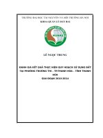 ĐÁNH GIÁ KẾT QUẢ THỰC HIỆN QUY HOẠCH SỬ DỤNG ĐẤT  TẠI PHƯỜNG TRƯỜNG THI – TP.THANH HÓA – TỈNH THANH HÓA  GIAI ĐOẠN 20102014
