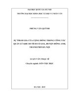 Sự tham gia của cộng đồng trong công tác quản lý khu di tích cổ loa, huyện đông anh, thành phố hà nội