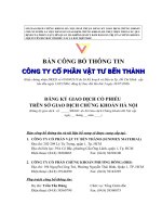 Bản cáo bạch - Công ty Cổ phần Vật tư Bến Thành