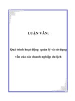 Quá trình hoạt động quản lý và sử dụng vốn của các doanh nghiệp du lịch