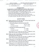 Nghị quyết Đại hội cổ đông thường niên - Công ty Cổ phần Lương thực Thực phẩm Vĩnh Long