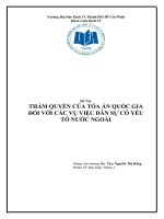 Thẩm quyền của tòa án quốc gia đối với vụ việc dân sự có yếu tố nước ngoài