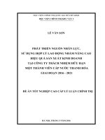 PHÁT TRIỂN NGUỒN NHÂN lực, sử DỤNG hợp lý LAO ĐỘNG NHẰM NÂNG CAO HIỆU QUẢ sản XUẤT KINH DOANH tại CÔNG TY TRÁCH NHIỆM hữu hạn một THÀNH VIÊN cấp nước THANH hóa GIAI đoạn 2016   2021 