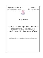 ĐÁNH GIÁ mức độ NẶNG của VIÊM THẬN LUPUS BẰNG THANG điểm SLEDAI có đối CHIẾU với tổn THƯƠNG mô học 