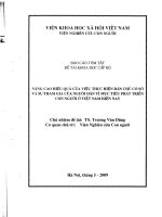 Nâng cao hiệu quả của việc thực hiện dân chủ cơ sở và sự tham gia của người dân vì mục tiêu phát triển con người ở việt nam hiện nay 