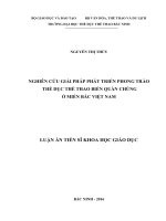 NGHIÊN cứu GIẢI PHÁP PHÁT TRIỂN PHONG TRÀO THỂ dục THỂ THAO BIỂN QUẦN CHÚNG ở MIỀN bắc VIỆT NAM 