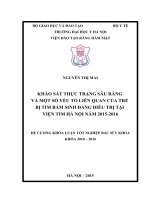 KHẢO sát THỰCTRẠNG sâu RĂNG và một số yếu tố LIÊN QUAN của TRẺ bị TIM bẩm SINH ĐANG điều TRỊ tại VIỆN TIM hà nội năm 2015 2016 