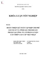 Luận văn hoàn thiện kế toán tập hợp chi phí sản xuất và tính giá thành sản phẩm tại công ty cổ phần luyện cán thép cao cấp việt nhật 