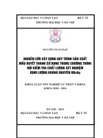 NGHIÊN cứu xây DỰNG QUY TRÌNH sản XUẤT mẫu HUYẾT THANH sử DỤNG TRONG CHƯƠNG TRÌNH nội KIỂM TRA CHẤT LƯỢNG xét NGHIỆM ĐỊNH LƯỢNG KHÁNG NGUYÊN HBsAg 