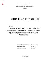 Luận văn hoàn thiện công tác kế toán tập hợp chi phí và tính giá thành sản phẩm dịch vụ tại công ty TNHH du lịch vietsense 