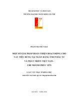MỘT số GIẢI PHÁP HOÀN THIỆN HOẠT ĐỘNG CHO VAY TIÊU DÙNG tại NGÂN HÀNG TMCP đầu tư và PHÁT TRIỂN VIỆT NAM – CHI NHÁNH PHÚC yên 