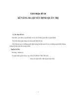 kỹ năng ra quyết định quản trị 