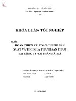 Luận văn hoàn thiện kế toán chi phí sản xuất và tính giá thành sản phẩm tại công ty cổ phần hải đà 