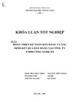 Luận văn hoàn thiện kế toán bán hàng và xác định kết quả bán hàng tại công ty trách nhiệm hữu hạn công nghệ số 