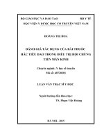 ĐÁNH GIÁ tác DỤNG của bài THUỐC hắc TIÊU DAO TRONG điều TRỊ hội CHỨNG TIỀN mãn KINH 