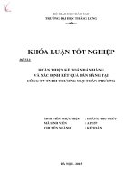 Luận văn hoàn thiện kế toán bán hàng và xác định kết quả bán hàng tại công ty TNHH thương mại toàn phương 