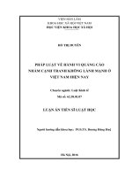 Luận án tiến sĩ pháp luật về hành vi quảng cáo nhằm cạnh tranh không lành mạnh ở việt nam hiện nay