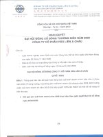 Nghị quyết đại hội cổ đông ngày 15-05-2009 - Công ty Cổ phần Hữu Liên Á Châu