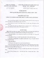 Nghị quyết Hội đồng Quản trị - Công ty cổ phần Supe Phốt phát và Hóa chất Lâm Thao