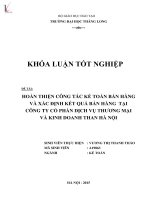 Luận văn hoàn thiện kế toán bán hàng và xác định kết quả bán hàng tại công ty cổ phần dịch vụ thương mại và kinh doanh than hà nội 