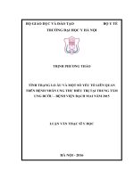 TÌNH TRẠNG LO âu và một số yếu tố LIÊN QUAN TRÊN BỆNH NHÂN UNG THƯ điều TRỊ tại TRUNG tâm UNG bướu – BỆNH VIỆN BẠCH MAI năm 2015 