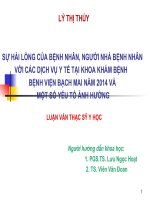 SỰ hài LòNG của BỆNH NHÂN, NGƯỜI NHÀ BỆNH NHÂN với các DỊCH vụ y tế tại KHOA KHÁM BỆNH  BỆNH VIỆN BẠCH MAI năm 2014 và một số yếu tố ẢNH HƯỞNG 