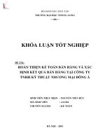 Luận văn hoàn thiện kế toán bán hàng và xác định kết quả bán hàng tại công ty TNHH kỹ thuật thương mại đông á 