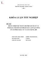 Luận văn hoàn thiện kế toán chi phí sản xuất và tính giá thành sản phẩm xây lắp tại công ty cổ phần đầu tư và xây dựng 208 
