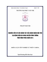 NGHIÊN cứu cơ cấu BệNH tật của BệNH NHÂN nội TRú tại BệNH VIệN đa KHOA HUYệN VĩNH TƯờNG TỉNH VĩNH PHúC năm 2014 