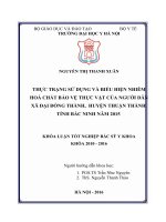 THỰC TRẠNG sử DỤNG và BIỂU HIỆN NHIỄM HOÁ CHẤT bảo vệ THỰC vật của NGƯỜI dân xã đại ĐỒNG THÀNH,  HUYỆN THUẬN THÀNH, TỈNH bắc NINH năm 2015 