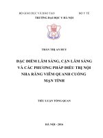ĐẶC điểm lâm SÀNG, cận lâm SÀNG và các PHƯƠNG PHÁP điều TRỊ nội NHA RĂNG VIÊM QUANH CUỐNG mạn TÍNH 