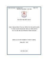 THỰC TRẠNG PHẢN ỨNG SAU TIÊM vắc XIN QUINVAXEM và THỰC HÀNH CHĂM sóc TRẺ SAU TIÊM CHỦNG của các bà mẹ tại TỈNH bắc NINH năm 2014 