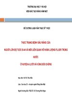 THỰC TRẠNG BỆNH sâu RĂNG của NGƯỜI lớn độ TUỔI 35 44 và mối LIÊN QUAN với hàm LƯỢNG FLUOR TRONG nước ở HUYỆN a lưới và VÙNG đối CHỨNG 